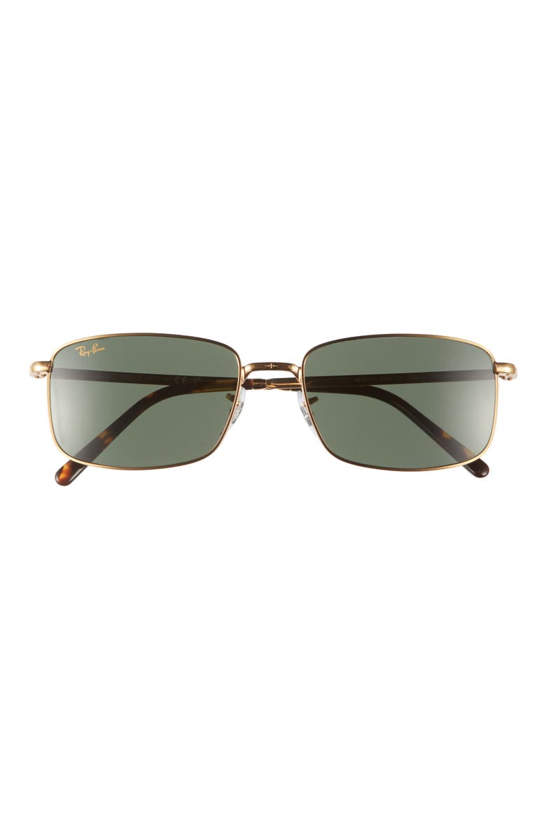 57mm Rectangular Sunglasses, Main, color, GOLD