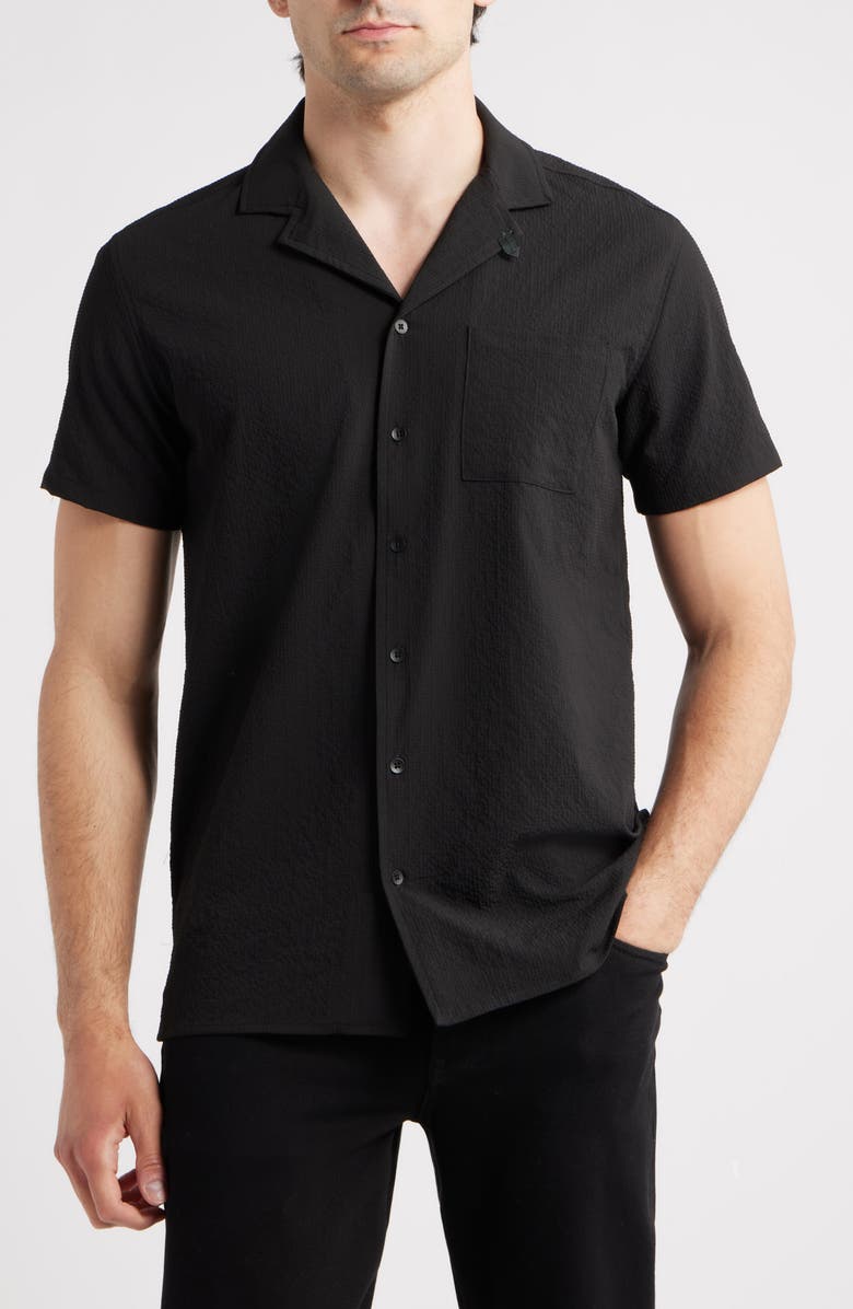 W.R.K Crinkle Camp Shirt, Main, color, Black
