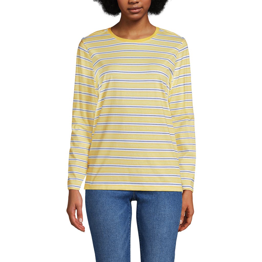 Lands' End Relaxed Supima Cotton Long Sleeve Crew Neck T-shirt In Multi