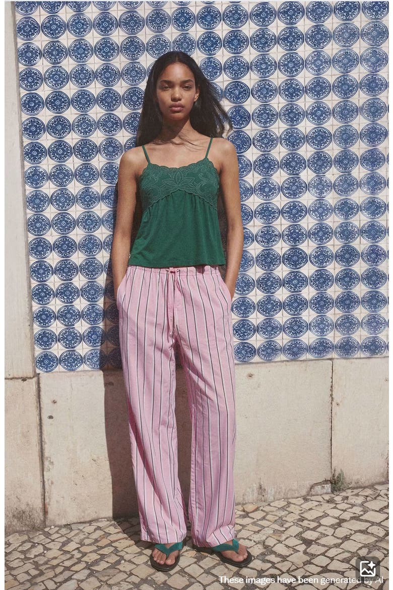 Striped RickRack Trim Pants, Alternate, color, PASTEL PINK