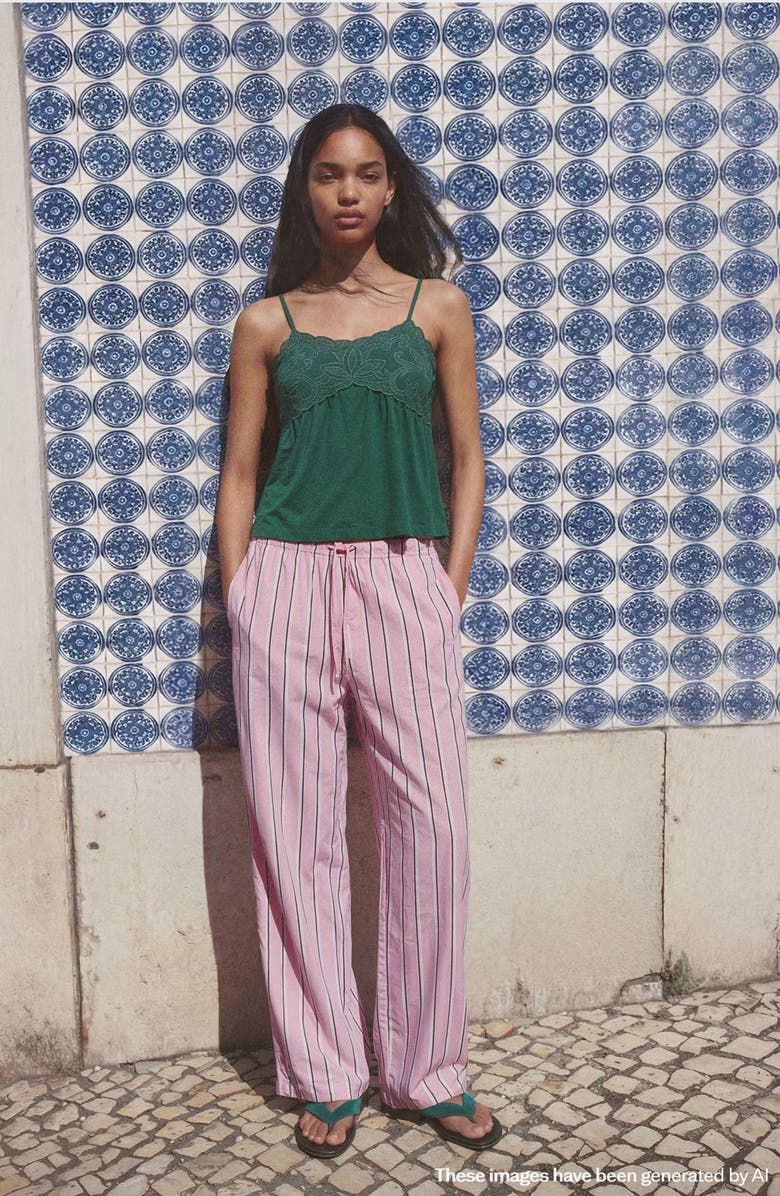 MANGO TEEN Striped RickRack Trim Pants, Alternate, color,