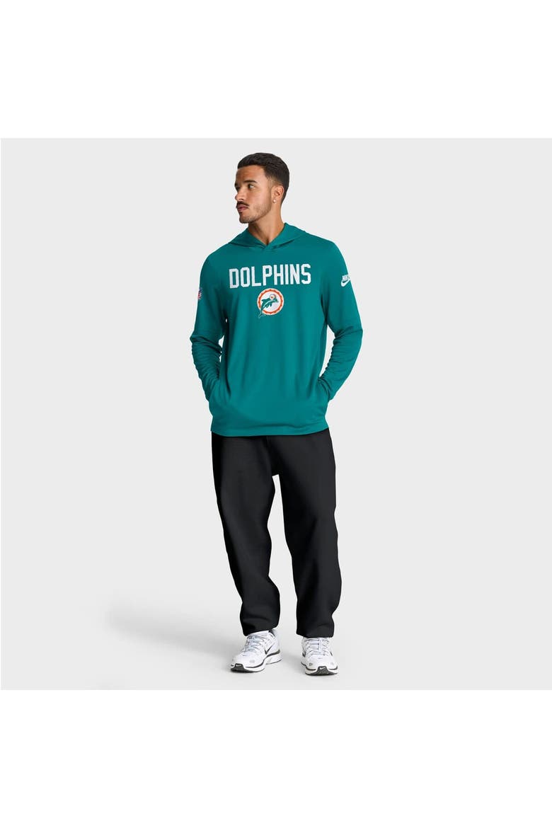 Men's Nike Aqua Miami Dolphins Alt Pack Pass Accuracy Performance Long Sleeve Hoodie T-Shirt, Alternate, color, Aqua