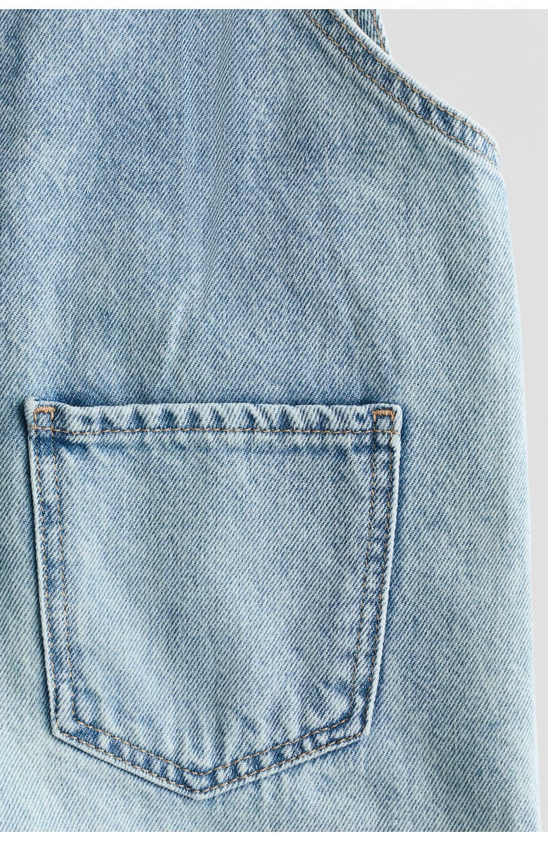 H&M Denim Dungaree Shorts, Alternate, color, Light Denim Blue