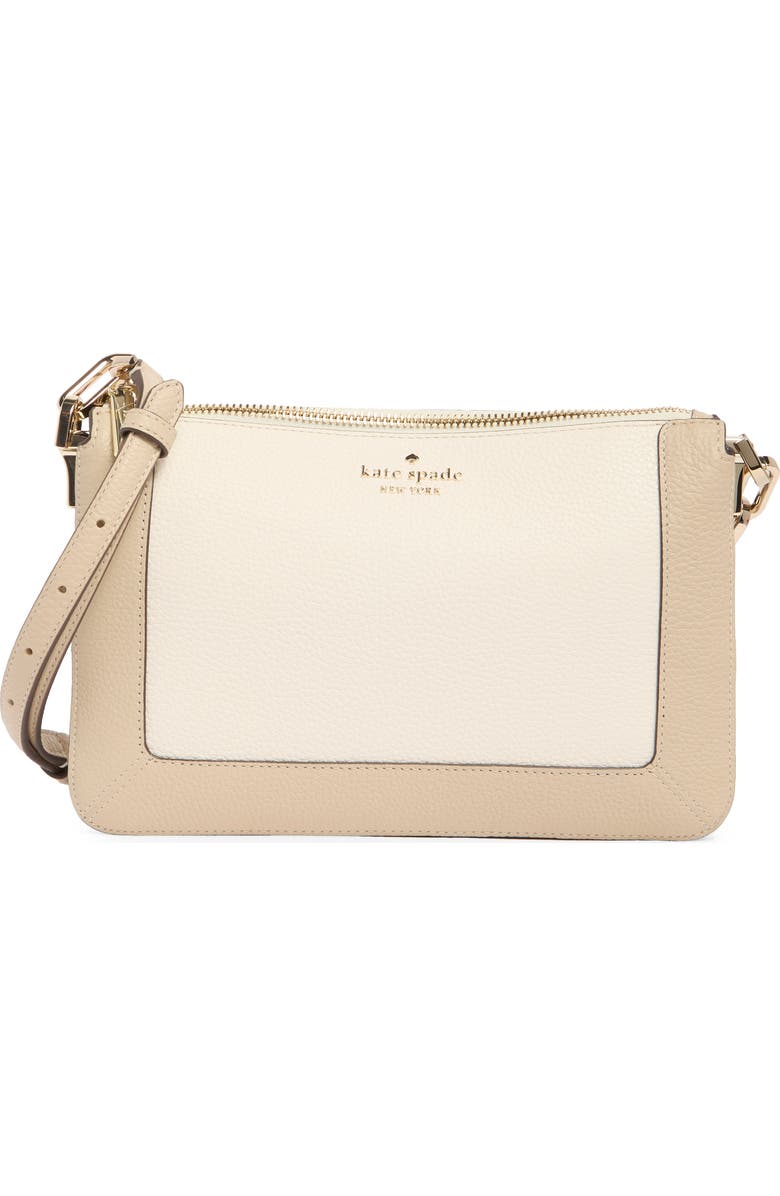 Kate Spade New York lena colorblock leather crossbody bag, Main, color, Light Sand Multi