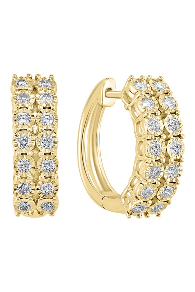 14k Gold Plated Diamond Hoop Earrings, Main, color, GOLD