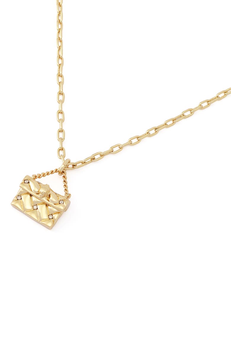 Kurt Geiger London Quilt Kensington Bag Pendant Necklace, Alternate, color, Gold