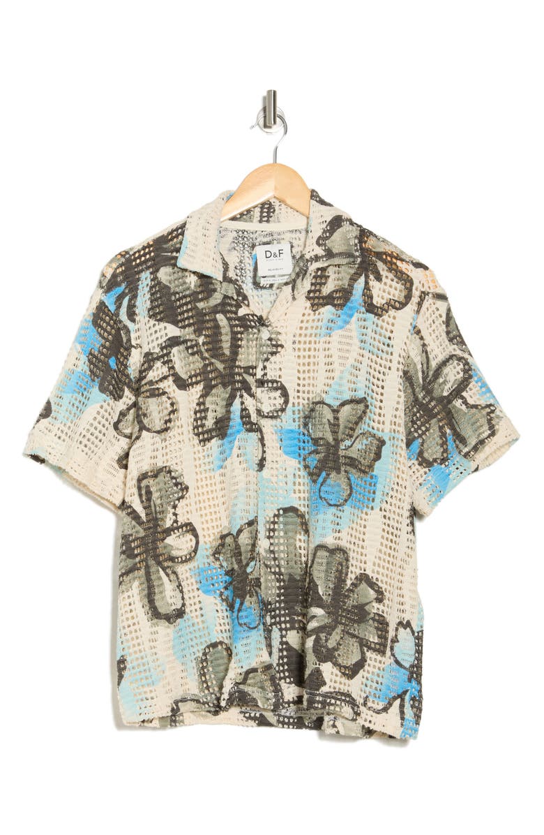 DENIM AND FLOWER Printed Woven Short Sleeve Shirt, Alternate, color, 