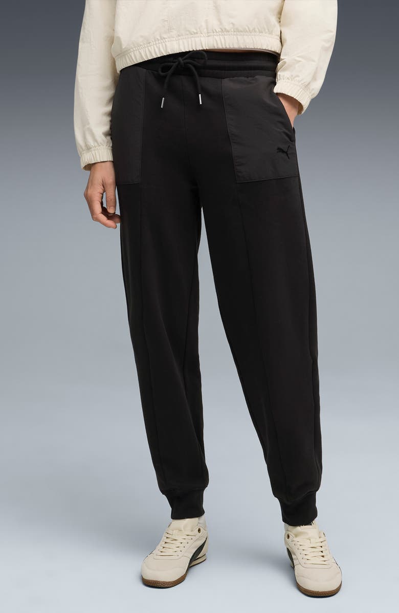 PUMA Comfort High Waist Fleece Sweatpants, Alternate, color, Puma Black