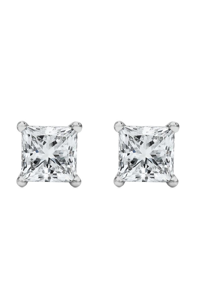 Haus of Brilliance 14K White Gold 1/2 Ct Princess Lab Grown Diamond Solitaire Stud Earrings, Alternate, color, White
