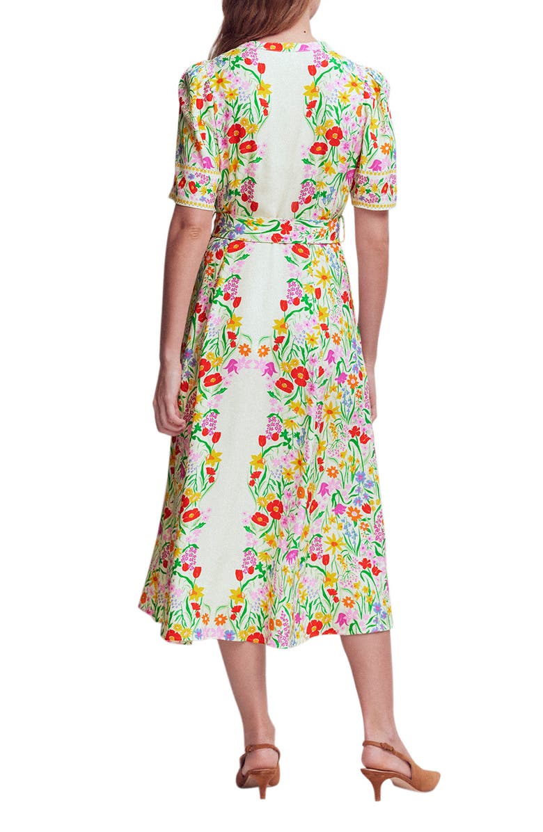 Boden Kate Floral Puff Sleeve Belted Shirtdress, Alternate, color, Ivory Garden Placement