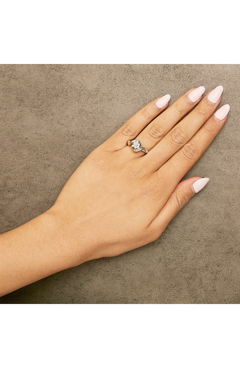 Haus of Brilliance Sterling Silver 1/10 Cttw Diamond Bypass Cluster Ring, Alternate, color, Silver