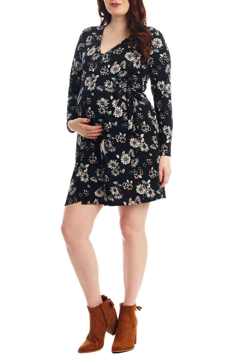 Everly Grey Brigida Long Sleeve Maternity/Nursing Wrap Dress, Main, color, 