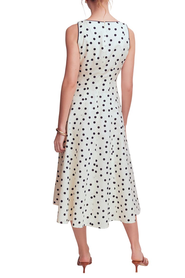 Annet Linen Blend Midi Dress, Alternate, color, IVORY PAINTED DOT SPACED