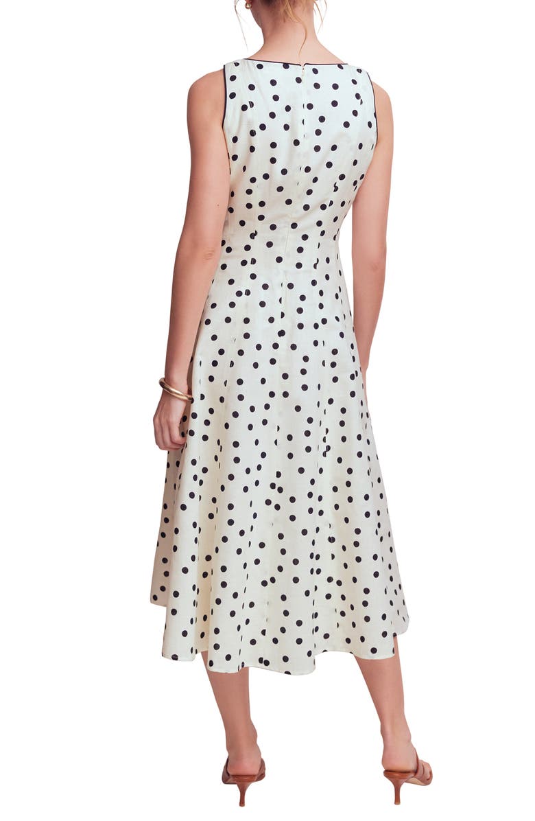 Boden Annet Linen Blend Midi Dress, Alternate, color, Ivory Painted Dot Spaced