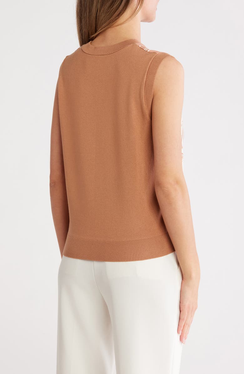 Gemma + Jane Crewneck Print Sleeveless Top, Alternate, color, Mocha Mousse/ Ivory