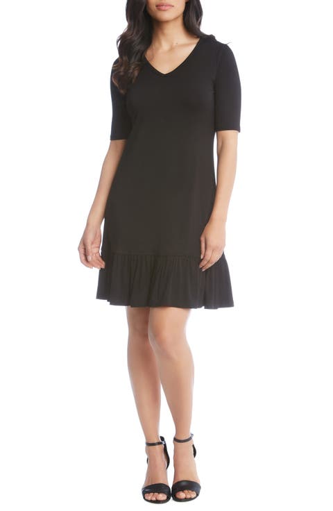 V-Neck Ruffle Hem Dress
