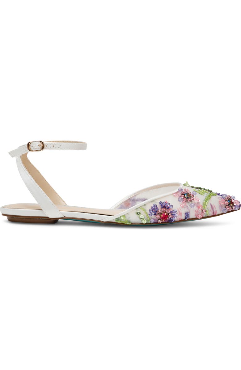 Betsey Johnson Garbo Pointed Toe Ankle Strap Flat, Alternate, color,