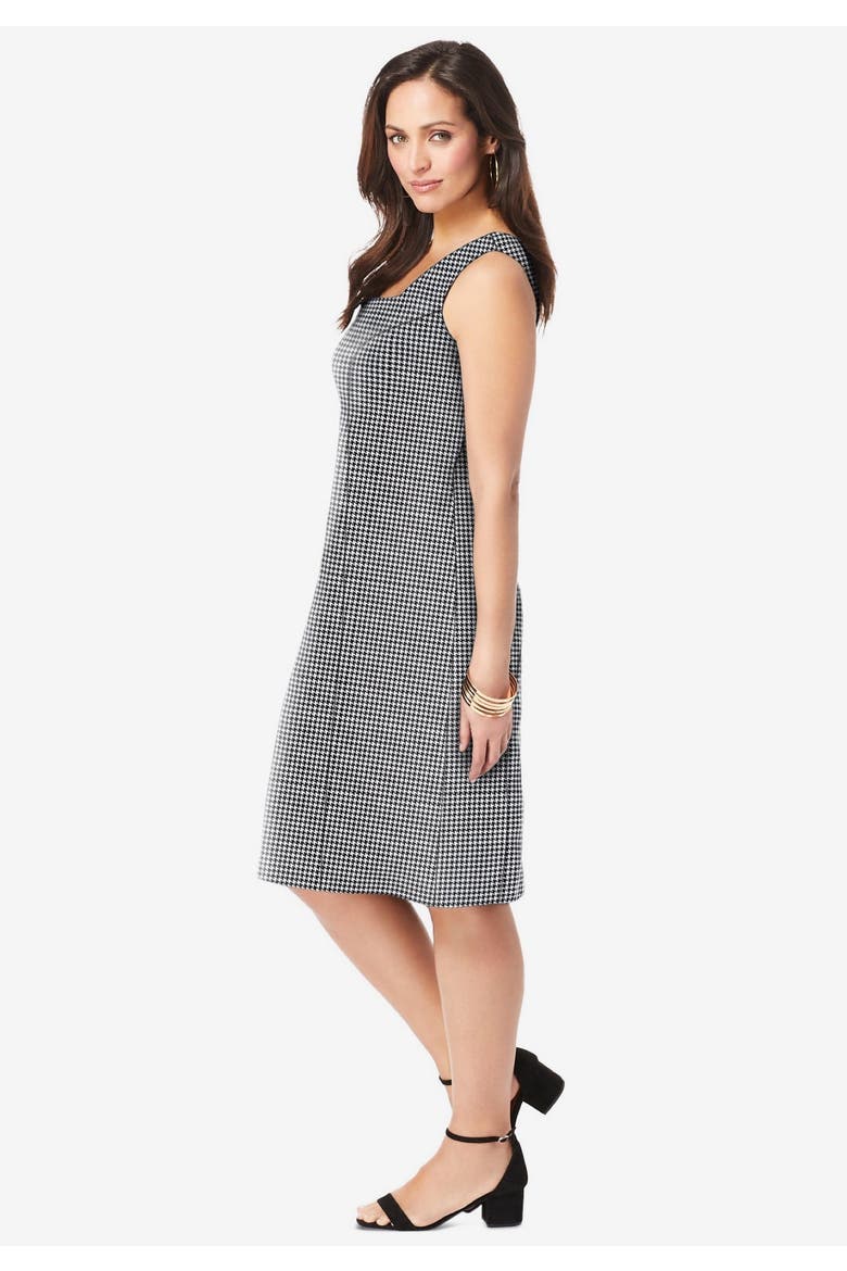 Bi Stretch Sheath Dress, Alternate, color, BLACK MINI HOUNDSTOOTH