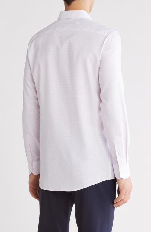 Perry Ellis Slim Fit Textured Windowpane Check Shirt In Powder Pin