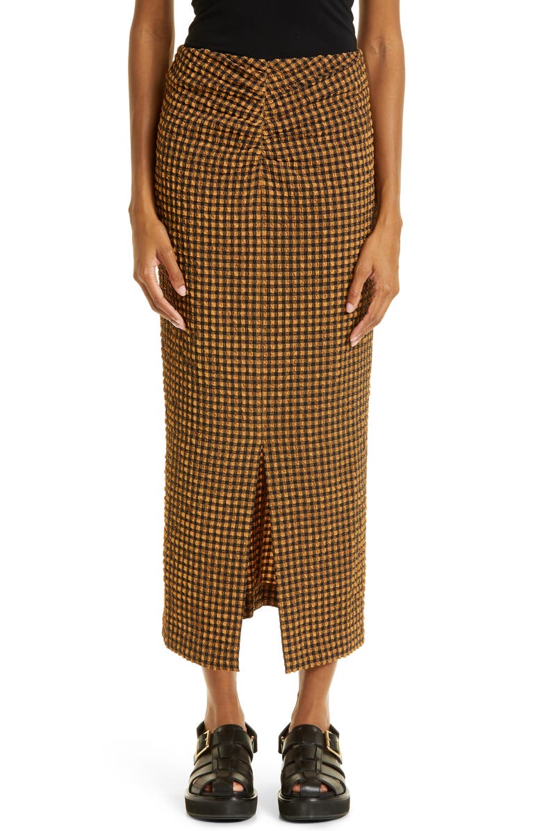 Nanushka Raja Check Seersucker Recycled Polyester Blend Pencil Skirt, Main, color,