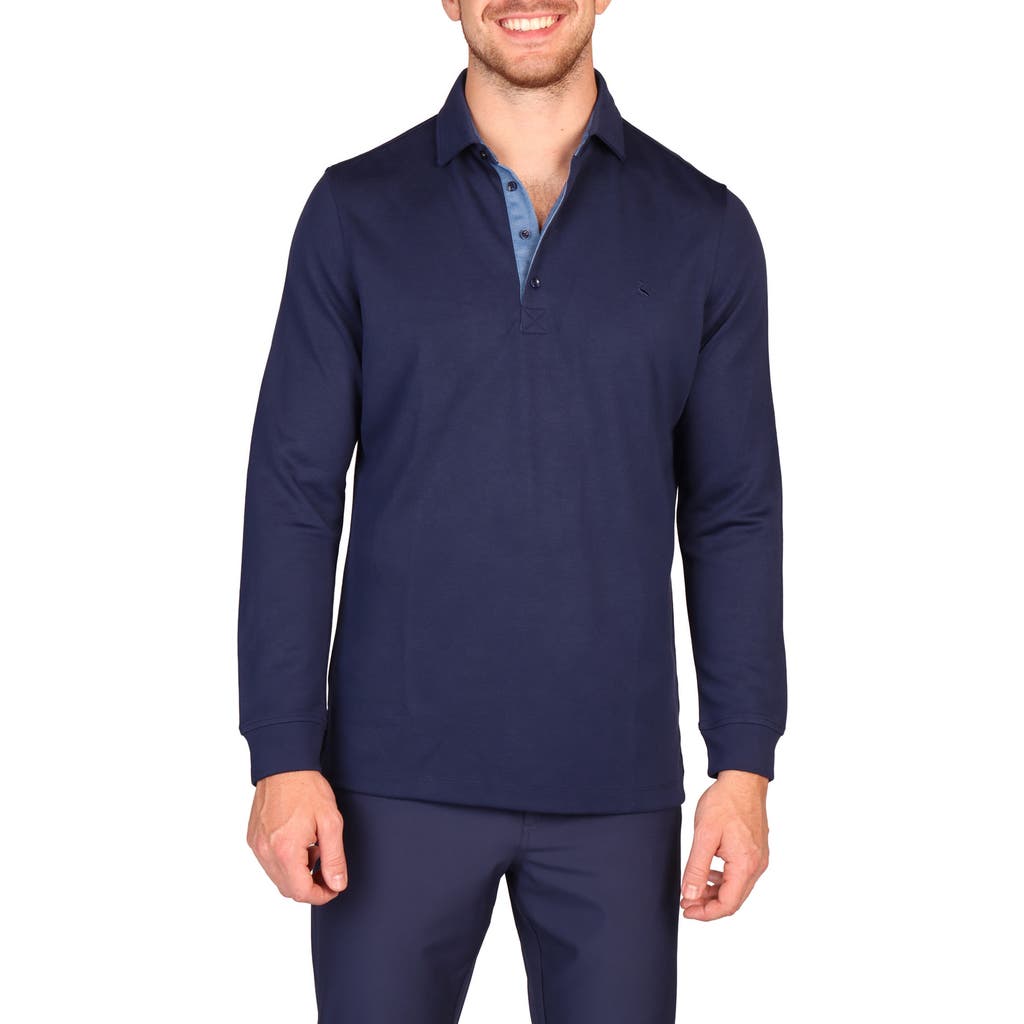 Tailorbyrd Long Sleeve Polo In Blue