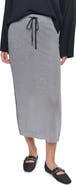 DKNY Contrast Trim Pointelle Mesh Midi Sweater Skirt