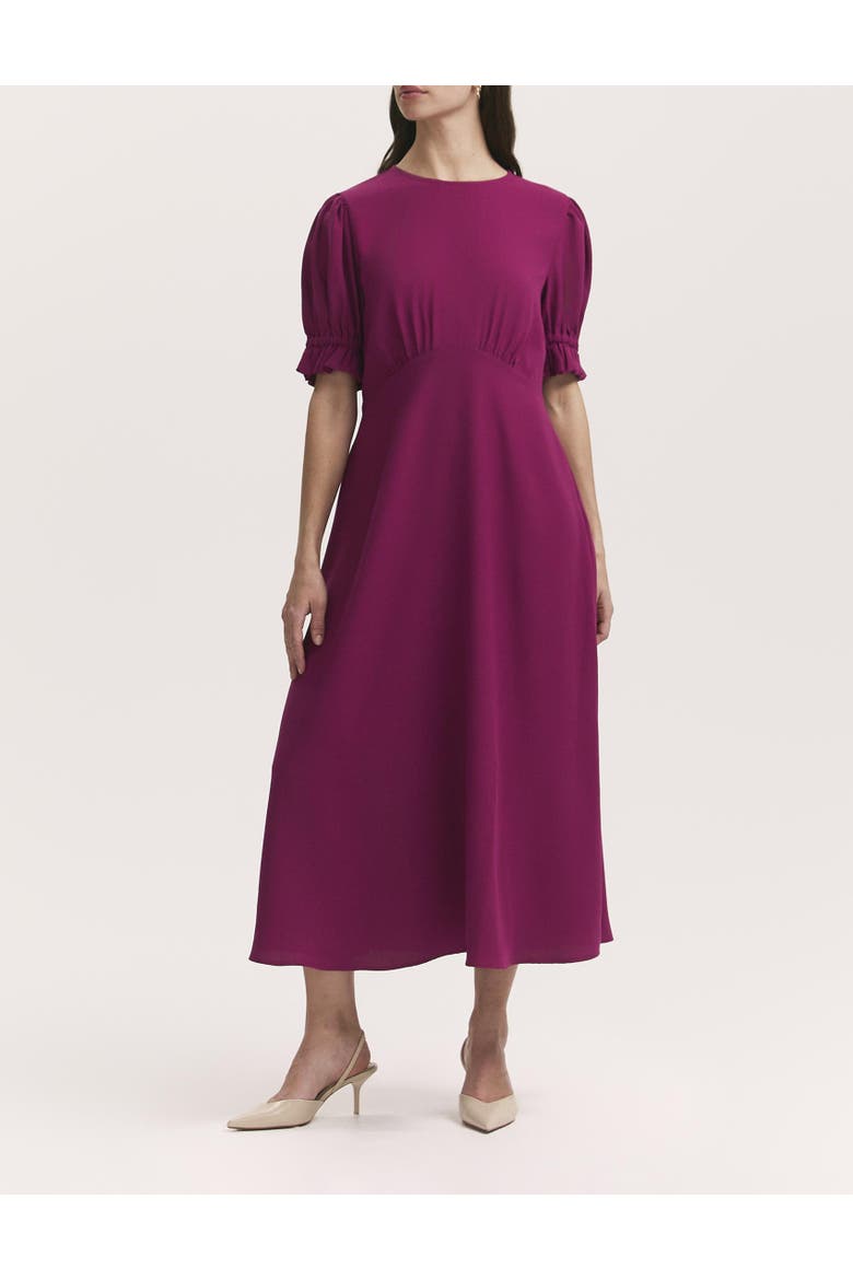 Mela Chiffon Midi Tea Dress, Alternate, color, Berry