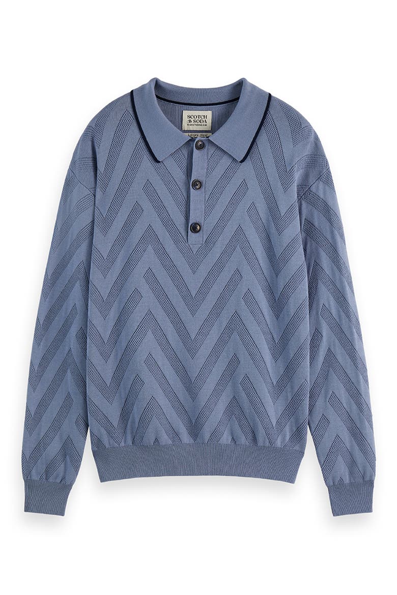 Structured Long Sleeve Polo, Alternate, color, INFINITY