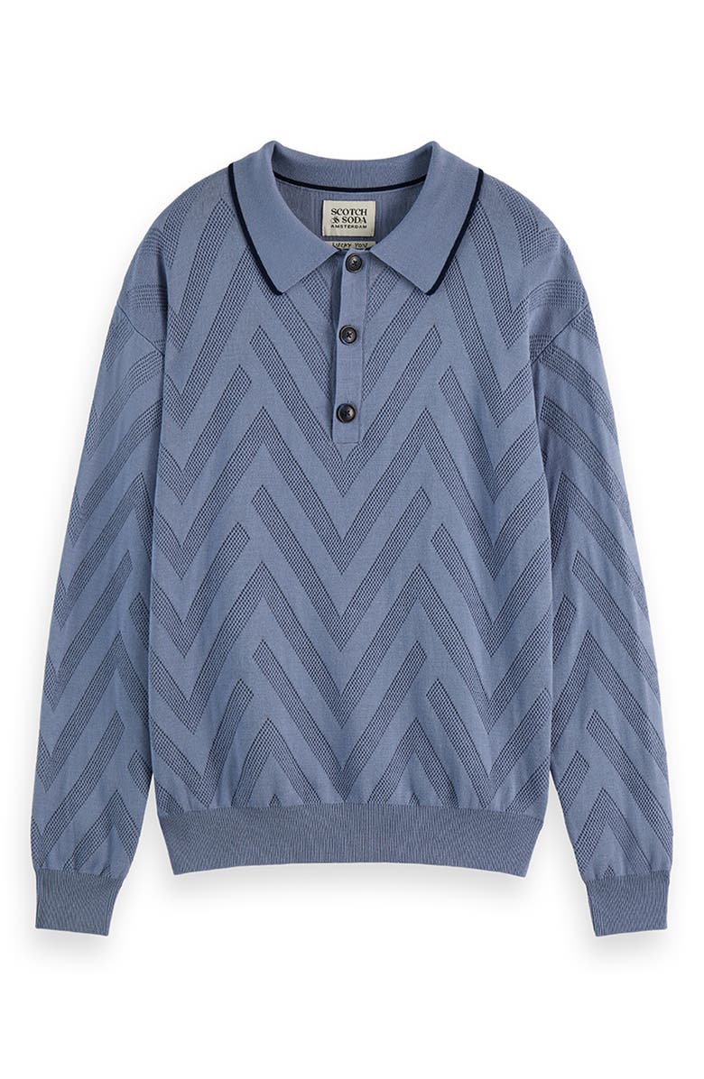 Scotch & Soda Structured Long Sleeve Polo, Alternate, color, Infinity