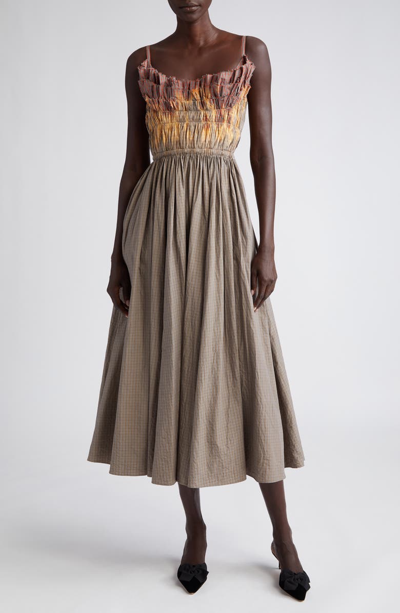 Altuzarra Brigitte Dip Dyed Ruffle Cotton Dress, Main, color, 