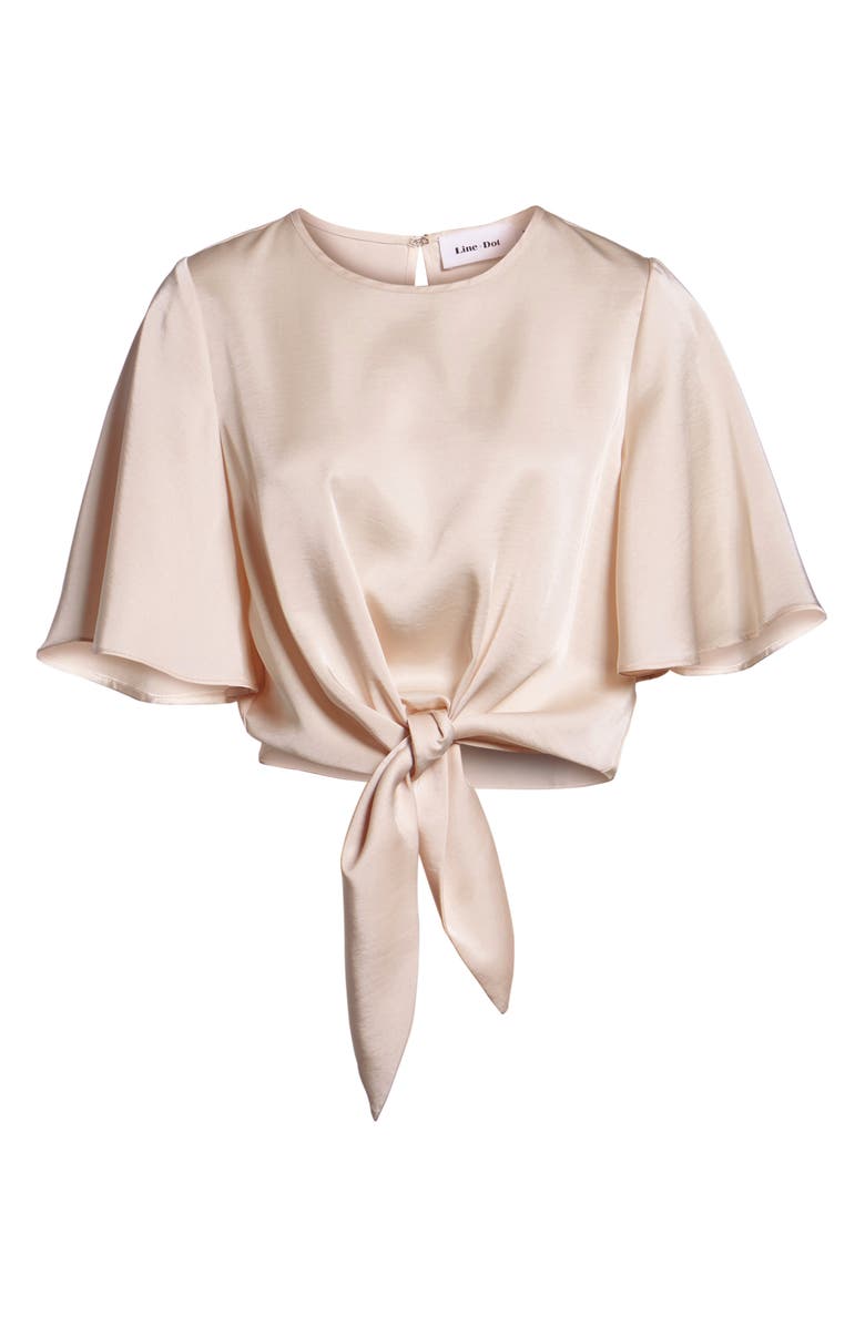 Line & Dot Vero Tie Front Satin Blouse, Alternate, color, 