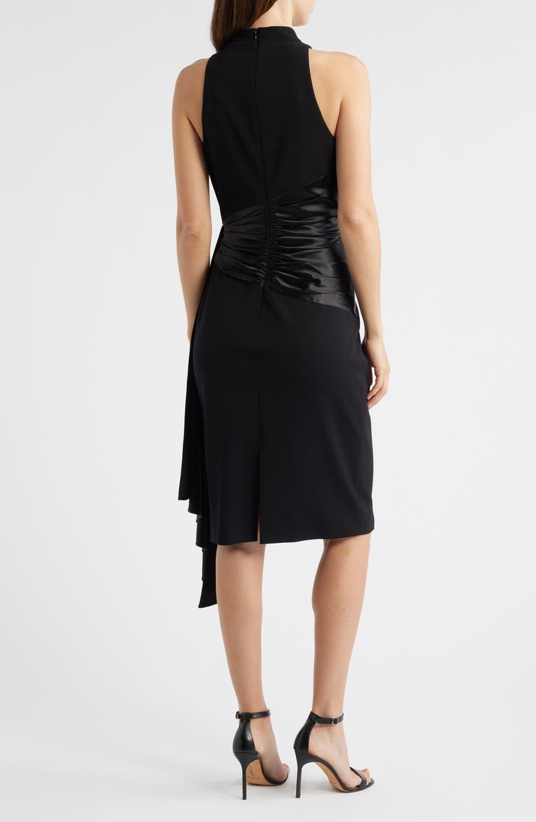 Eliza J Mixed Media High Neck Cocktail Sheath Dress, Alternate, color, Black