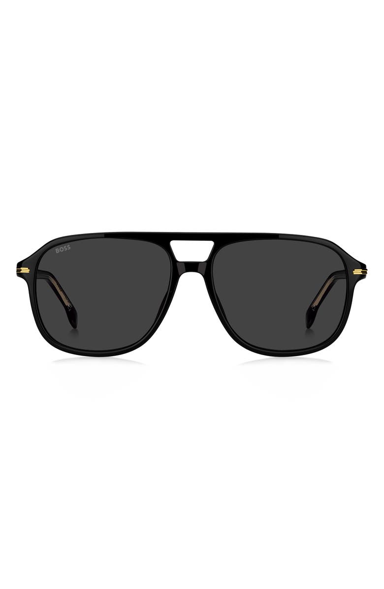 BOSS 57mm Square Sunglasses, Main, color, Black/ Grey