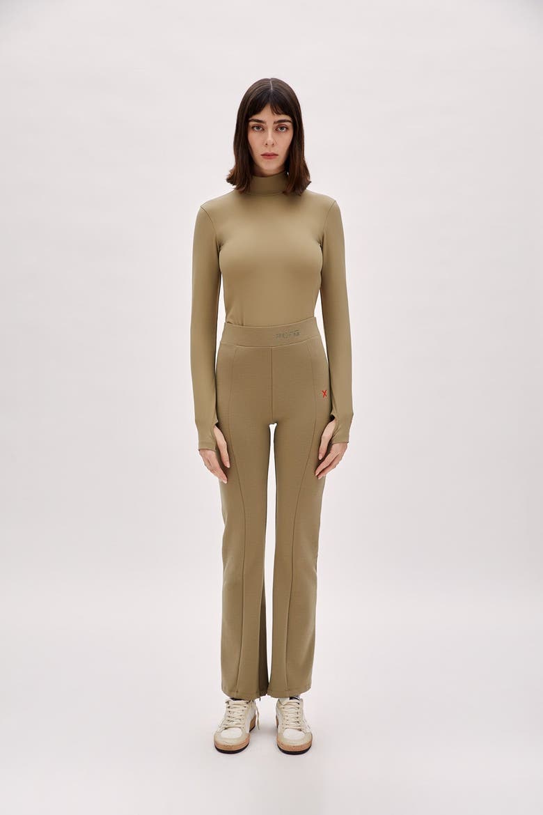 Cotton High Neck Bodysuit- Covert Green, Alternate, color, COVERT GREEN