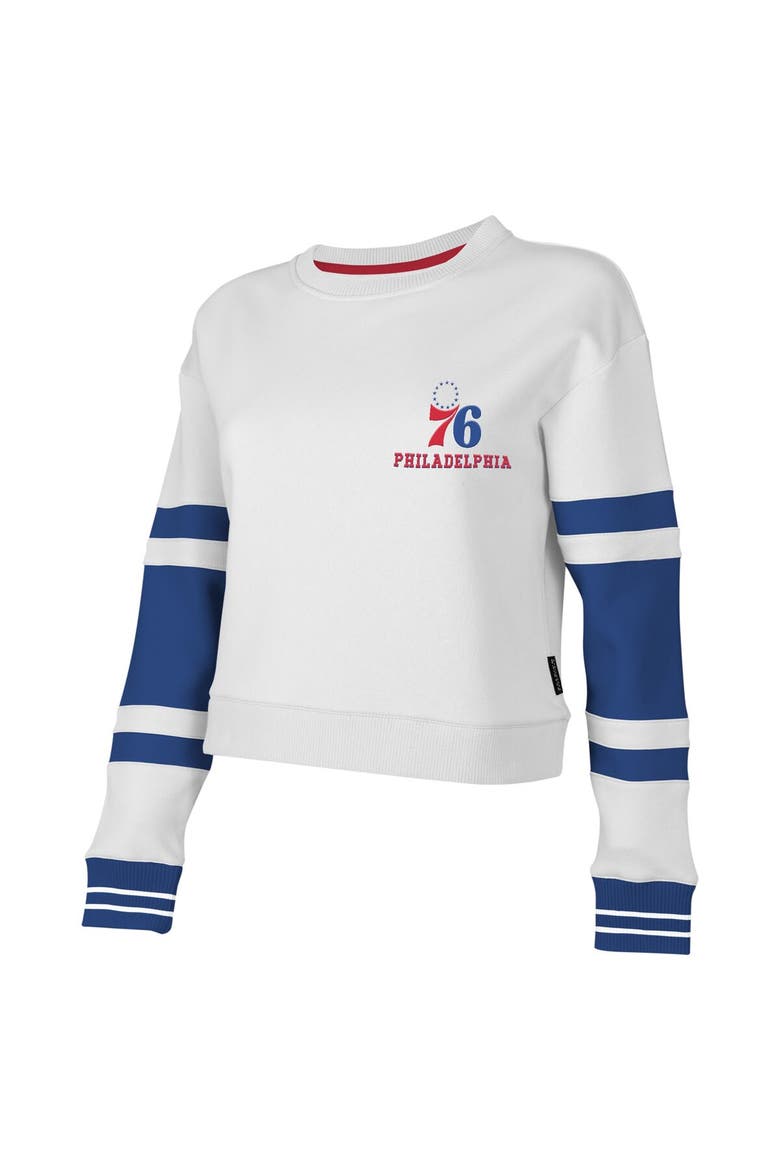 Women's Stadium Essentials White Philadelphia 76ers Scrimmage Cropped Pullover Sweatshirt, Alternate, color, White