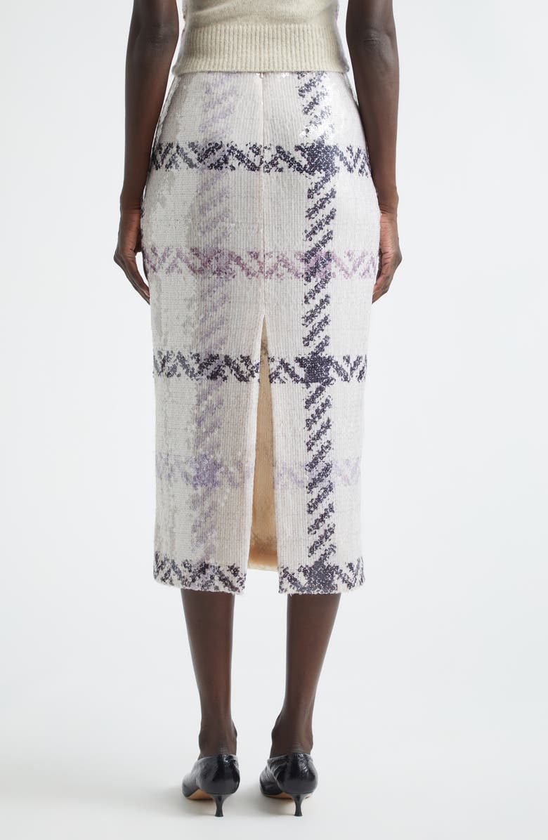 Brandon Maxwell The Mercer Paillette Plaid Pencil Skirt, Alternate, color, Windowpane Plaid