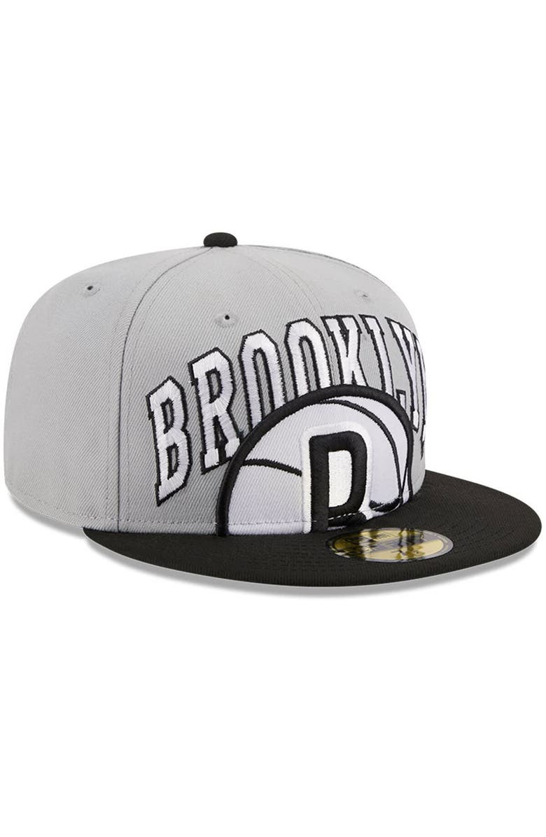 New Era Men's New Era Gray/Black Brooklyn Nets Tip-Off Two-Tone 59FIFTY Fitted Hat, Alternate, color, Gray