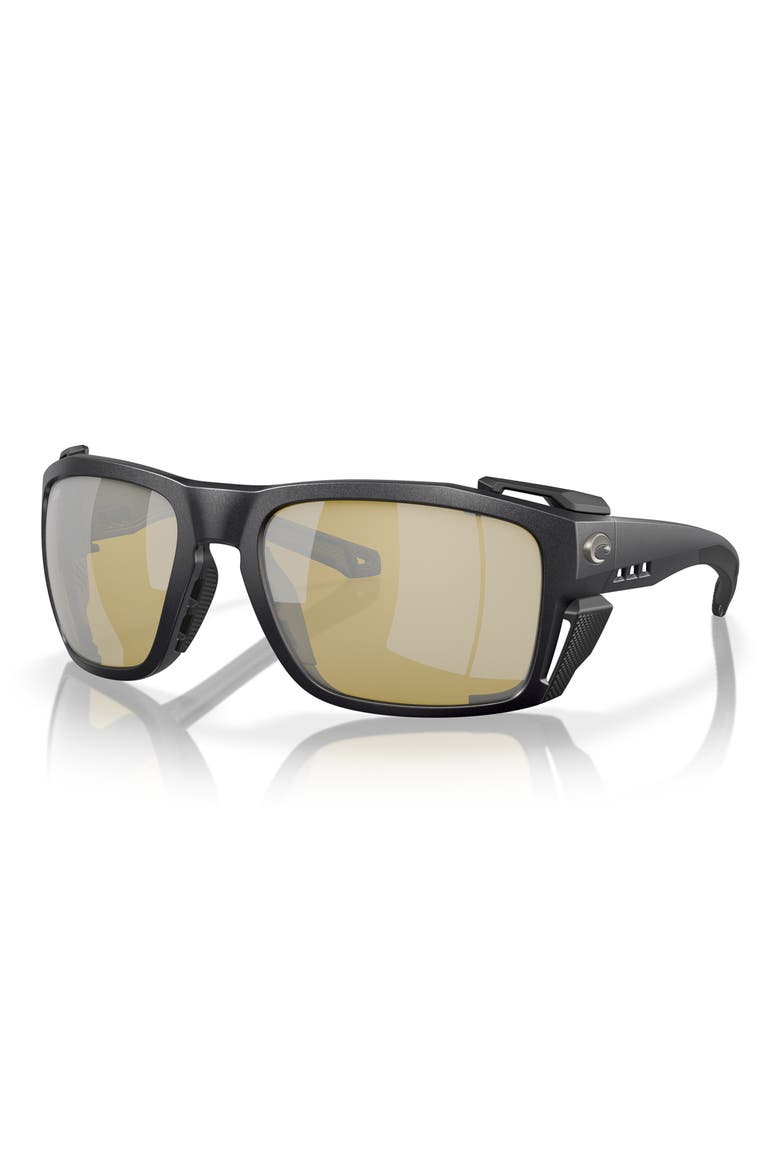 King Tide 8 60mm Polarized Rectangular Sunglasses, Alternate, color, BLACK SILVER