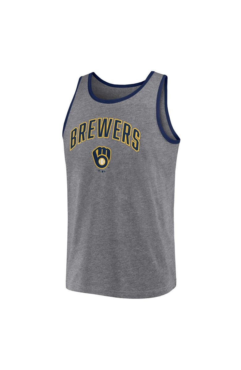FANATICS Men's Fanatics Branded Heather Gray Milwaukee Brewers Primary Tank Top, Alternate, color, Heather Gray