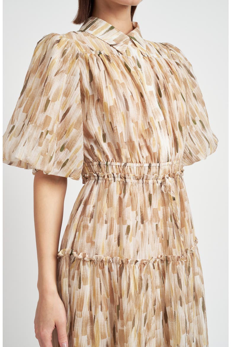 Billie Tiered Dress, Alternate, color, TAUPE MULTI