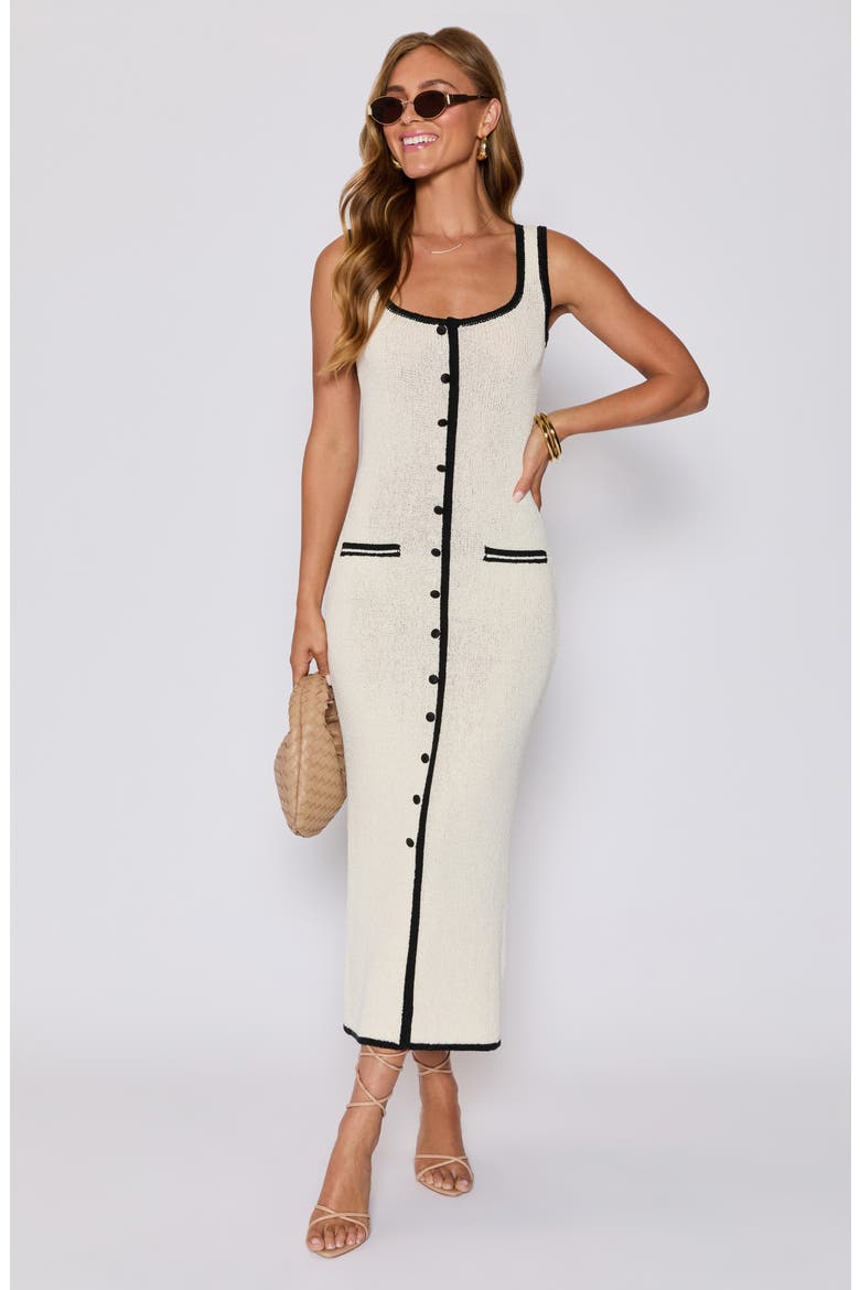 Contrast Midi Sweater Dress (Nordstrom Exclusive), Alternate, color, CREAM/ BLACK