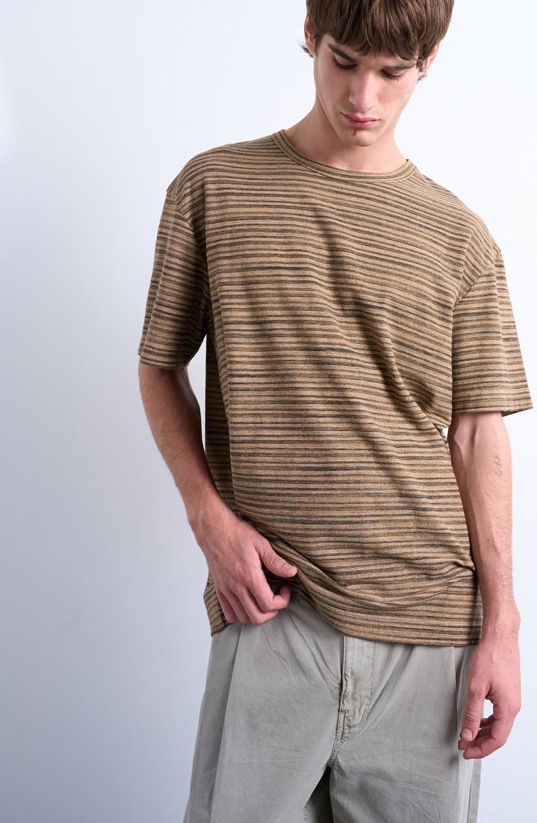 Topman Oversize Stripe Cotton T-Shirt, Alternate, color, Brown