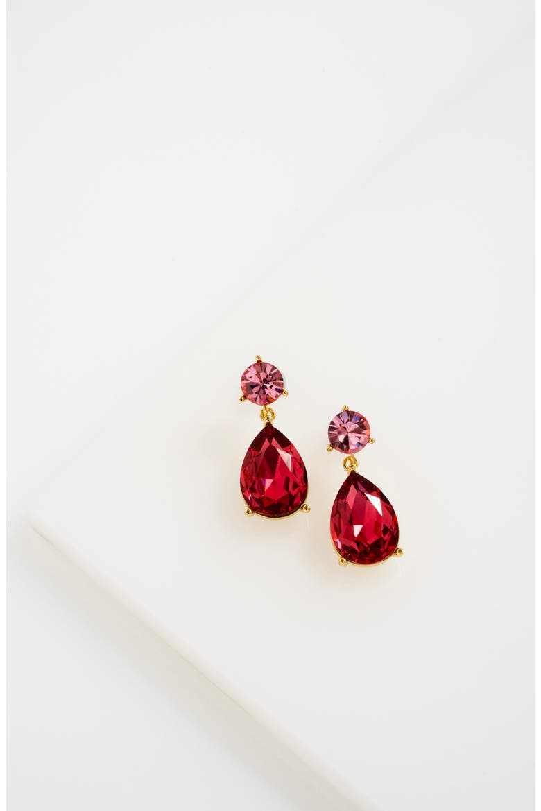 Teaire Crystal Drop Earrings, Alternate, color, GOLD TONE / PINK MULTI CRYSTAL