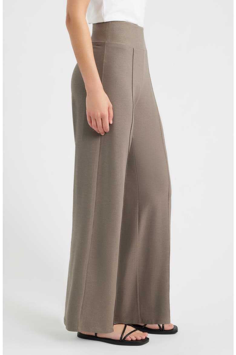 Seamed High Waist Wide Leg Pants, Alternate, color, COBBLESTONE