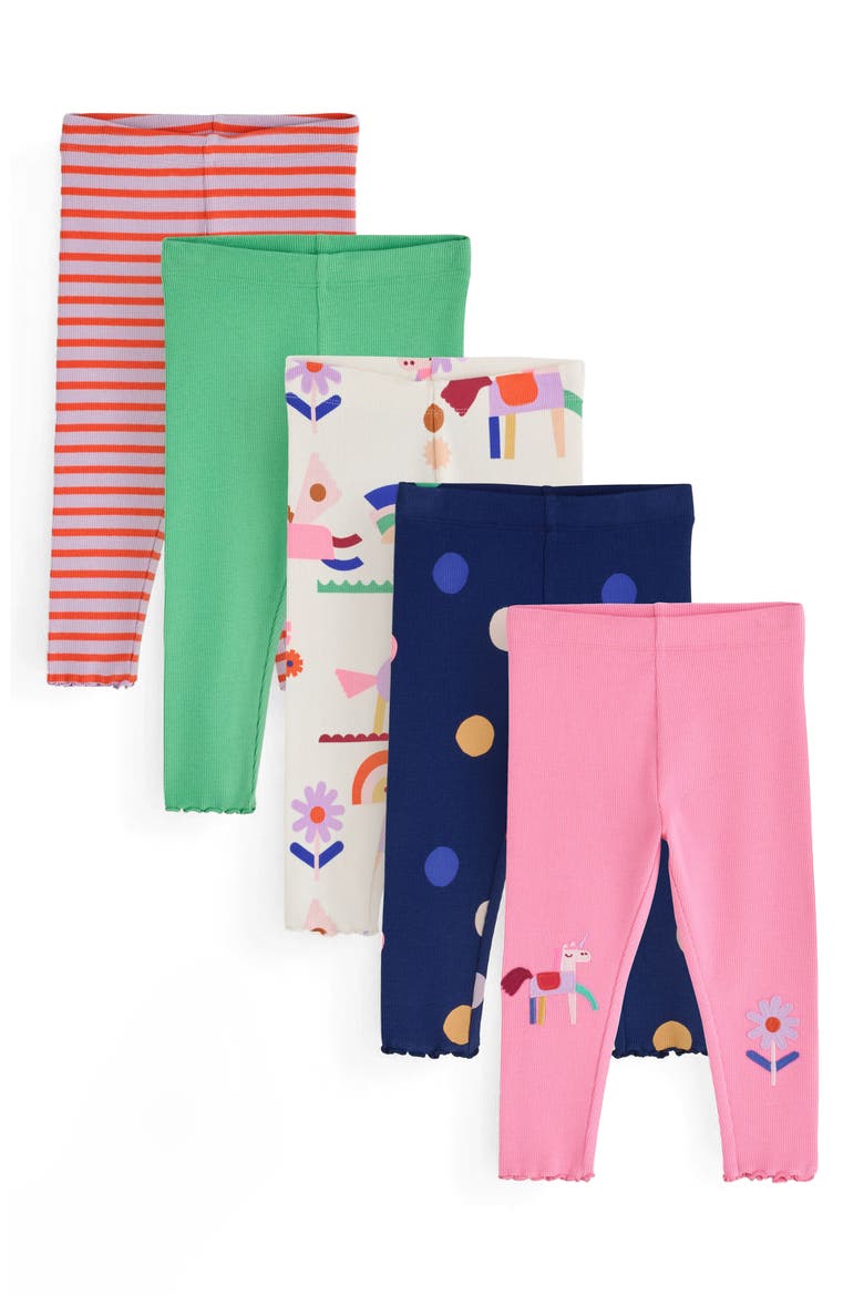 Kids' Rib 5-Pack Print Leggings, Main, color, MULTI