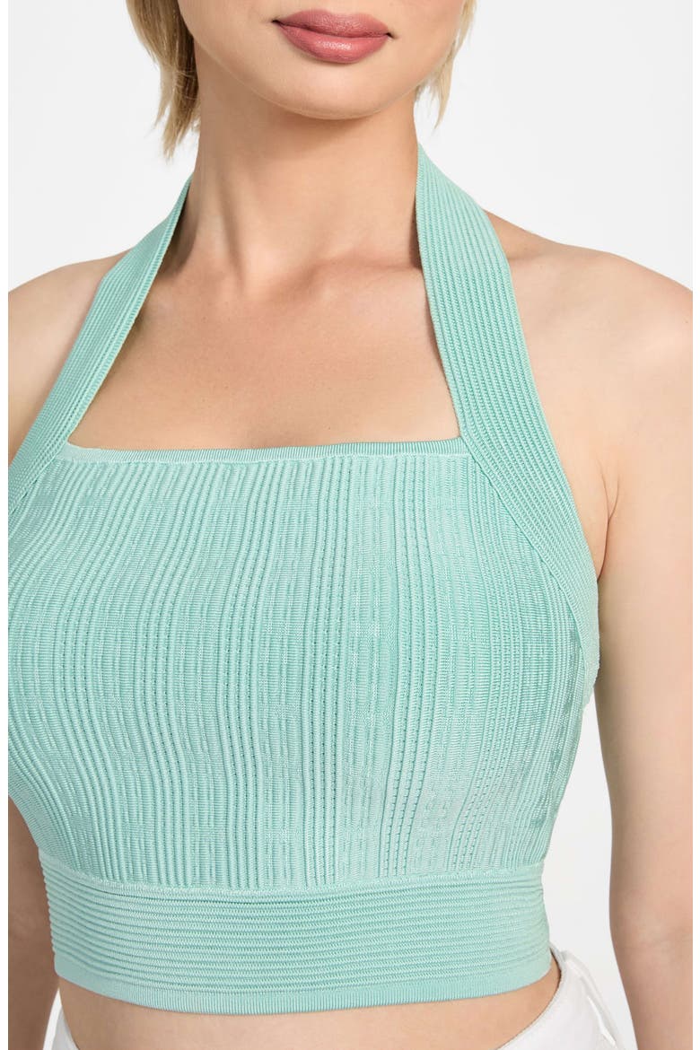 Sofie Rib Crop Halter Top, Alternate, color, SATURN GREEN