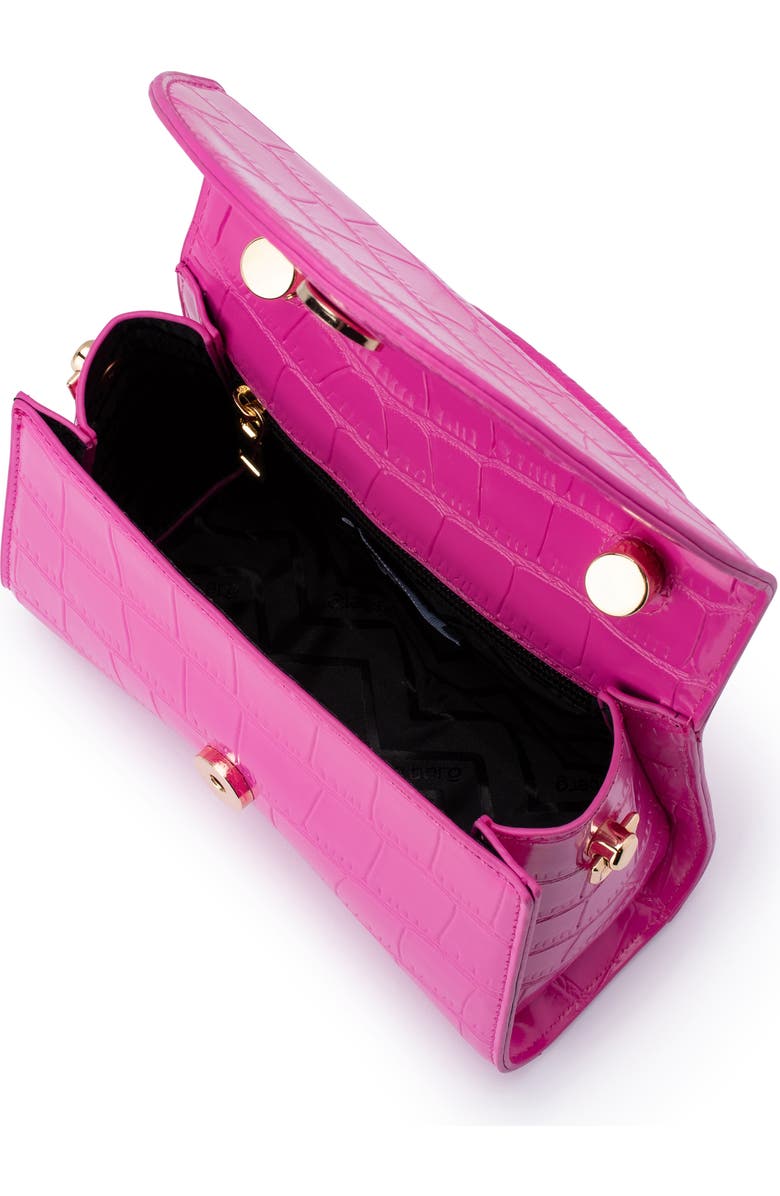 Olga Berg Nadia Croc Embossed Faux Leather Top Handle Bag, Alternate, color, Fuchsia