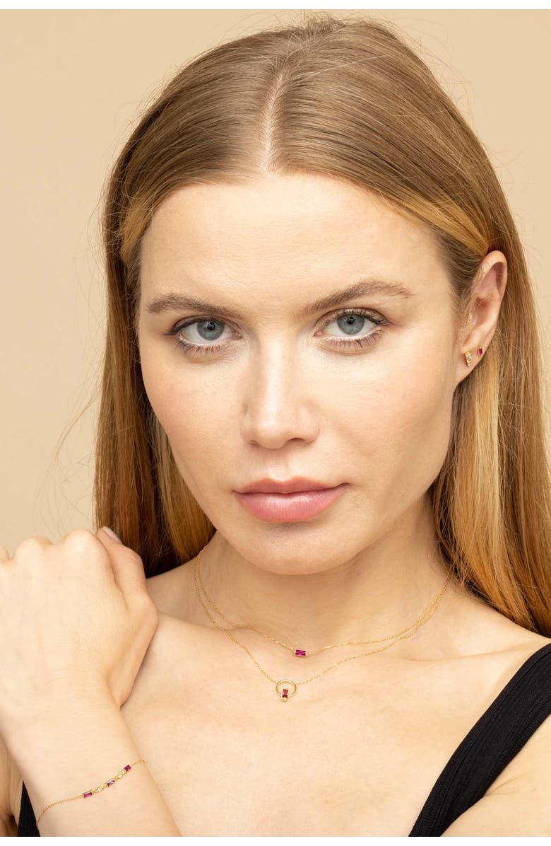 Oradina 14K Gold Fresco Baguette Micro Single Stud, Alternate, color, Yellow Gold - White Topaz