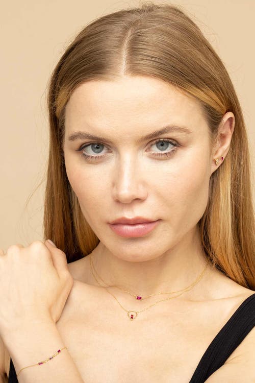 Oradina 14k Gold Fresco Baguette Micro Single Stud In Yellow Gold - White Topaz