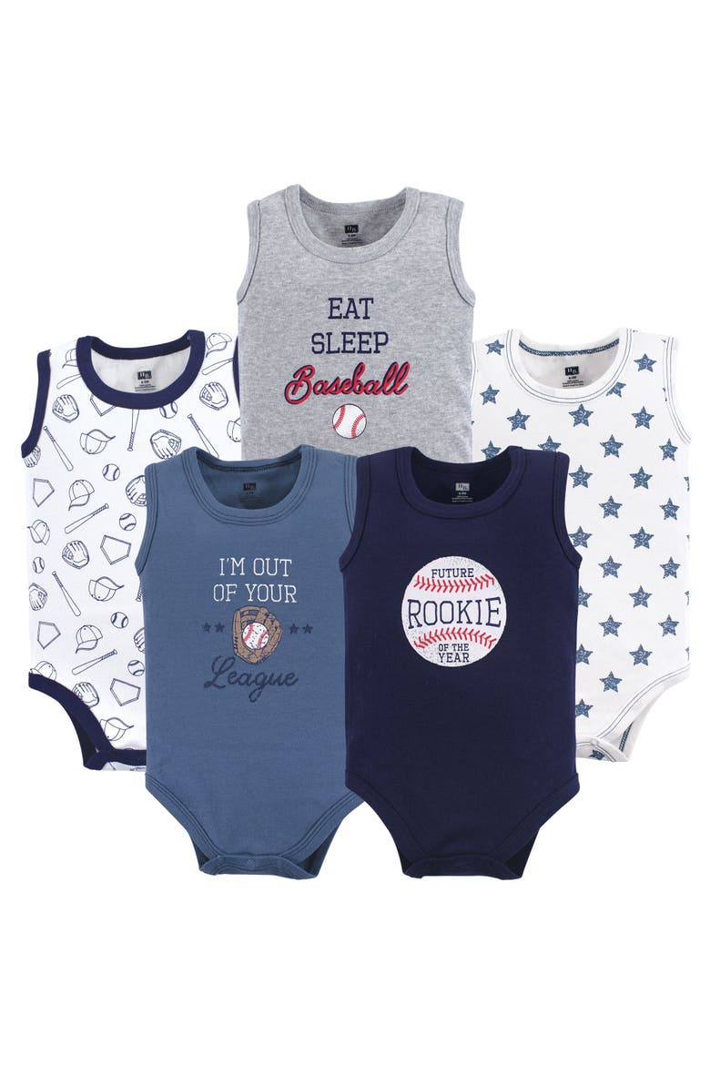 Soft Cotton Sleeveless Bodysuits, Main, color, Baseball